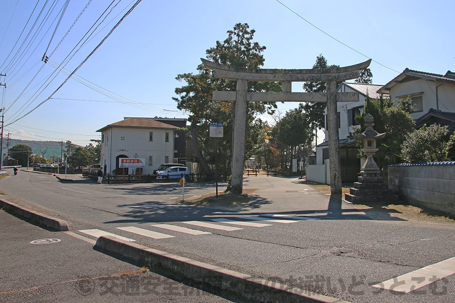 吉備津彦神社 第一駐車場への入口側の様子